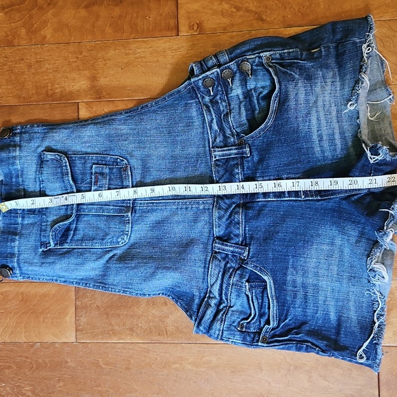 Denim Overalls Shorts Junior Size Large - Picture 2 of 5
